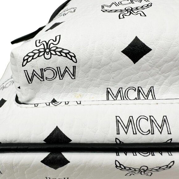 MCM  Stark Visetos Canvas Backpack White main image 12